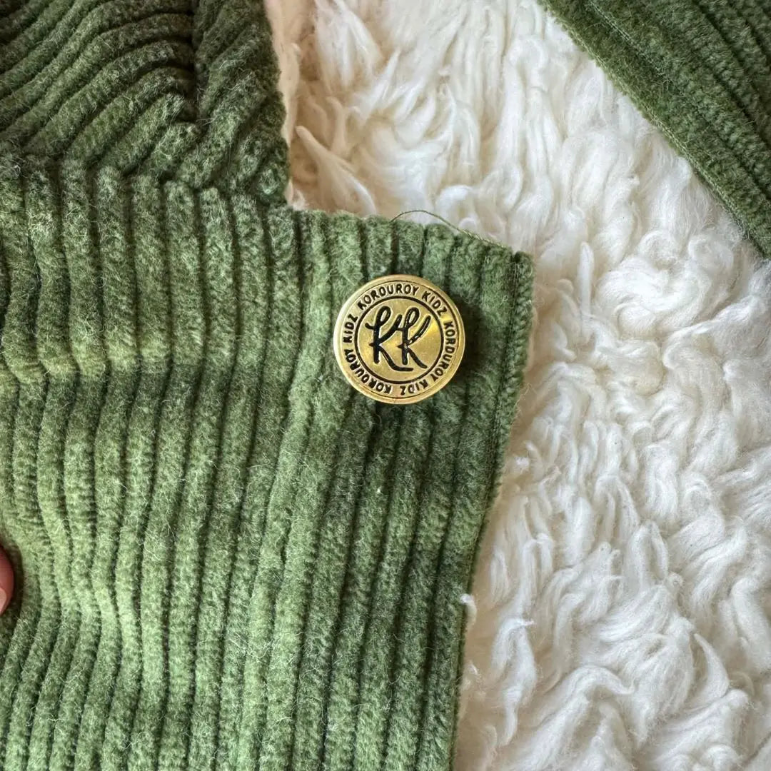 Forest Green Adult Corduroy Jacket lined with Sherpa Fleece & Made from Organic Cotton - button and sherpa