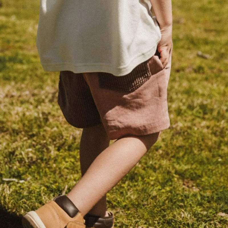 kids shorts corduroy denim brown - optimized
