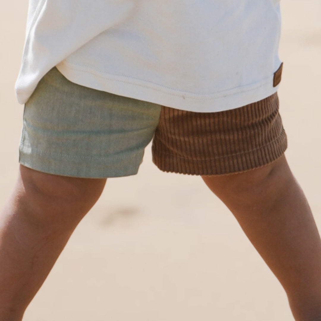 Kids Organic Cotton Corduroy & Denim Shorts