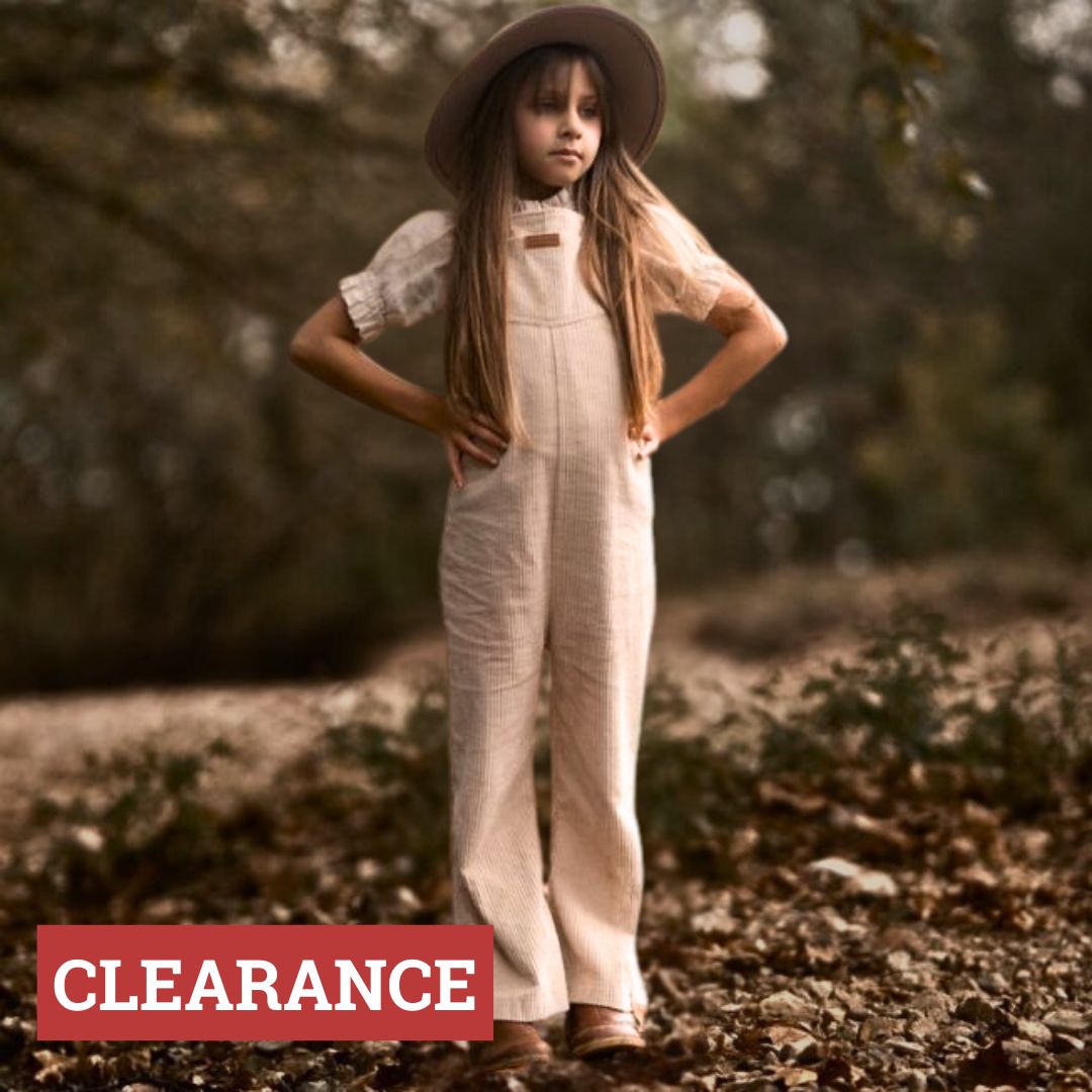 flare overall in colour beige made from organic cotton corduroy clothing for infants, toddlers and kids