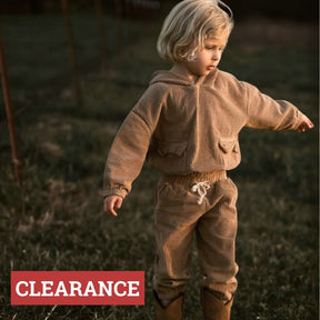 tracksuit in colour tan made from organic cotton corduroy clothing for infants, toddlers and kids